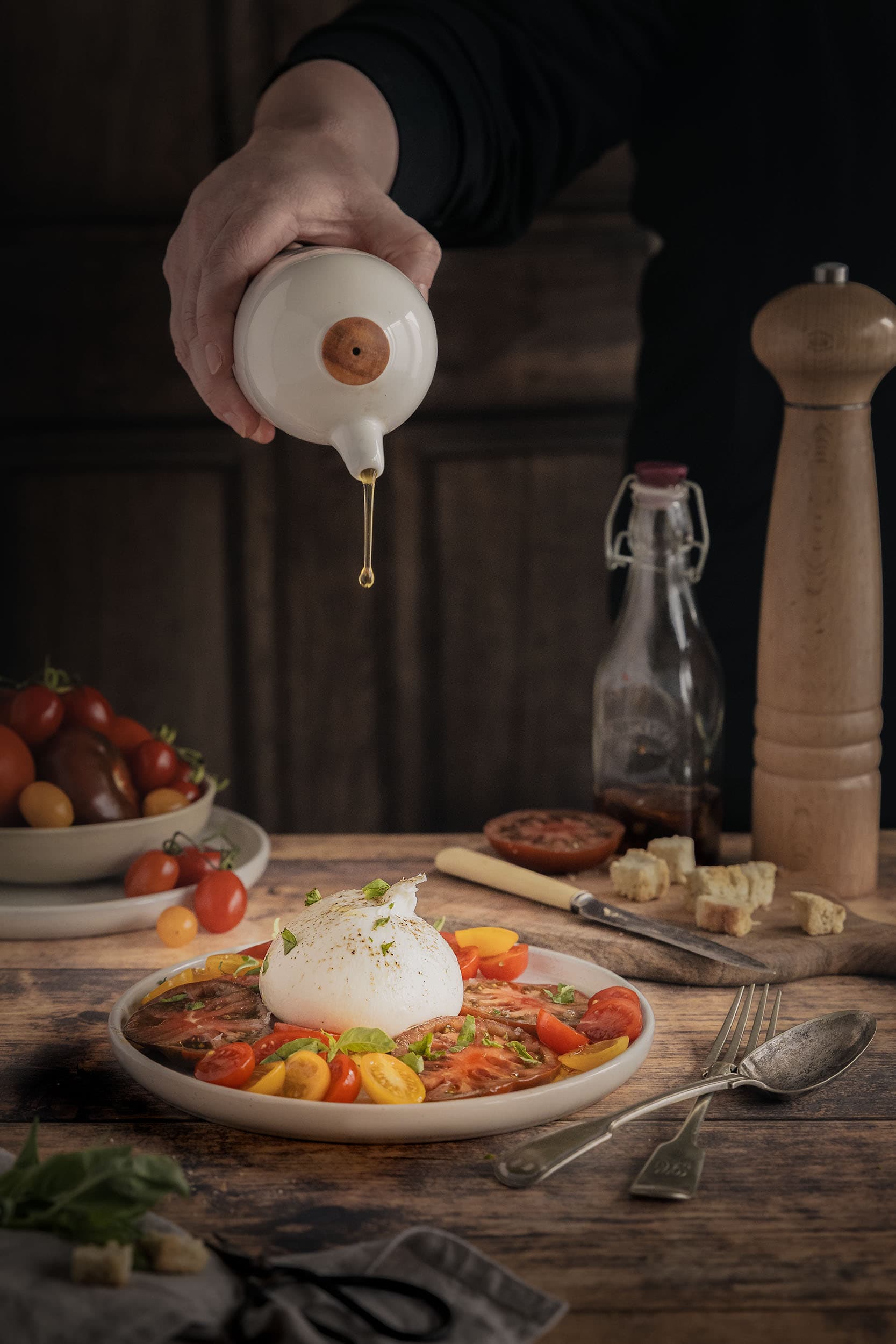 Galbanni - Burratta & Heirloom Tomato Salad- Lou Carruthers Photography - Cotswold Food Photographer