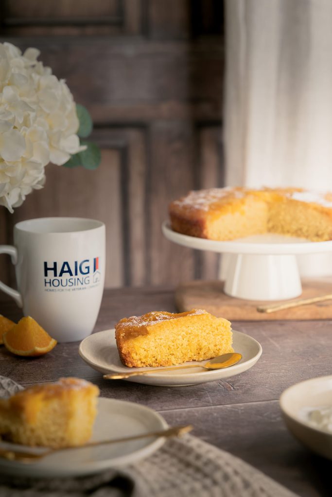 Haig Housing - VE Day 80 Orange Polenta Cake - Lou Carruthers Photography - Cotswold Food Photographer